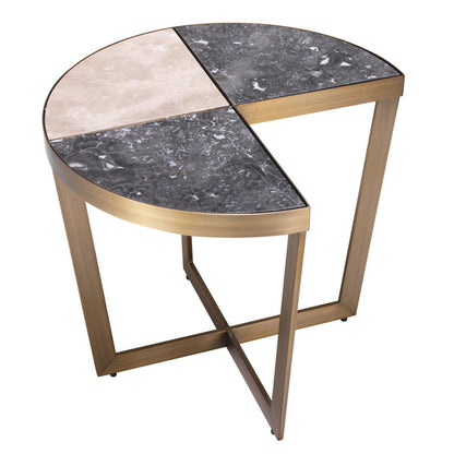 Eichholtz Turino Side Table, Brushed Brass, Gray, Beige, 19.88"H (114352 YV0J041UTG)