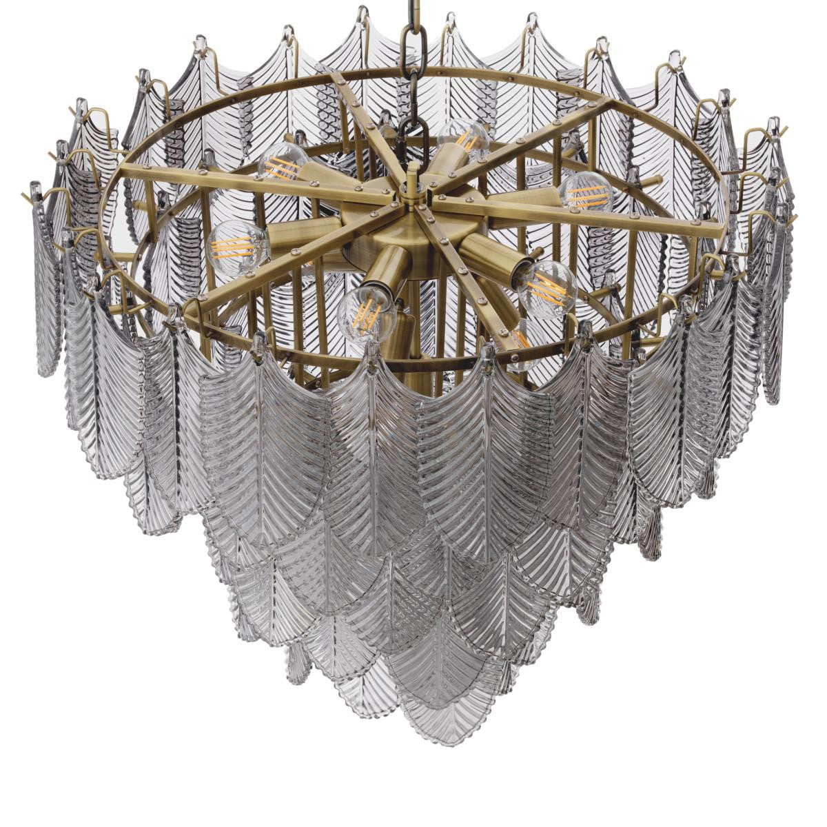Eichholtz Verbier Chandelier, 10-Light, Small, Smoke Glass, Brushed Brass, 24.41"W (113899UL YV0J03YV14)