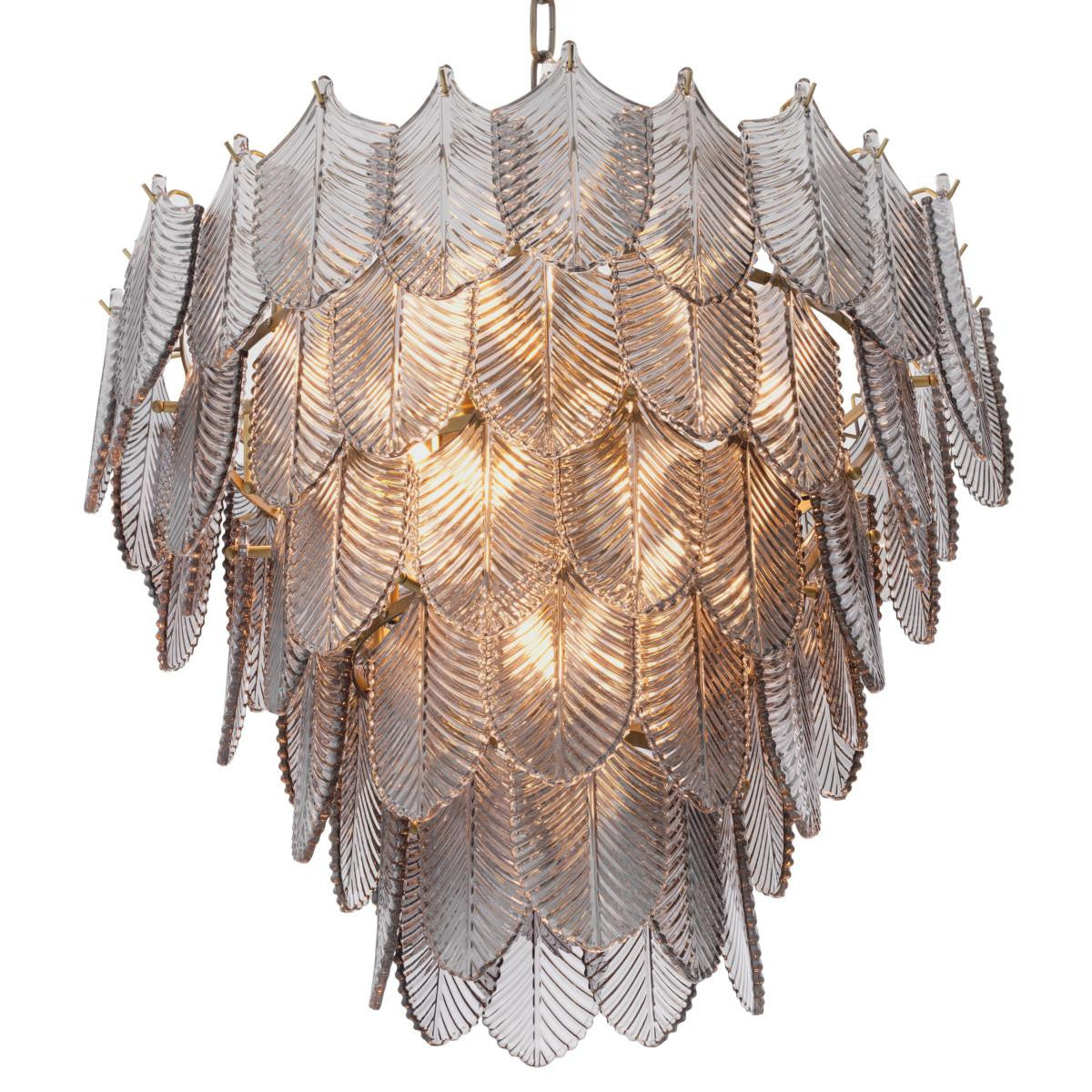 Eichholtz Verbier Chandelier, 10-Light, Small, Smoke Glass, Brushed Brass, 24.41"W (113899UL YV0J03YV14)