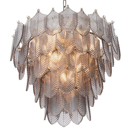 Eichholtz Verbier Chandelier, 10-Light, Small, Smoke Glass, Brushed Brass, 24.41"W (113899UL YV0J03YV14)