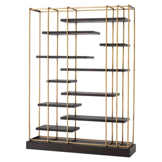 Eichholtz Ward Shelving Unit, Coffee Oak, Brushed Brass, 65.35"W (112000 YV0J03YR3P)