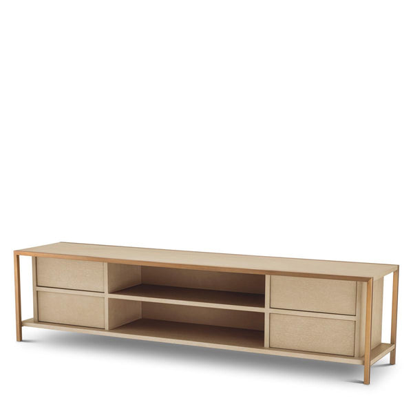 Eichholtz Wilmot Television Cabinet, Washed Oak, Brushed Brass, 86.61"W (115100 YV0J041XMM)