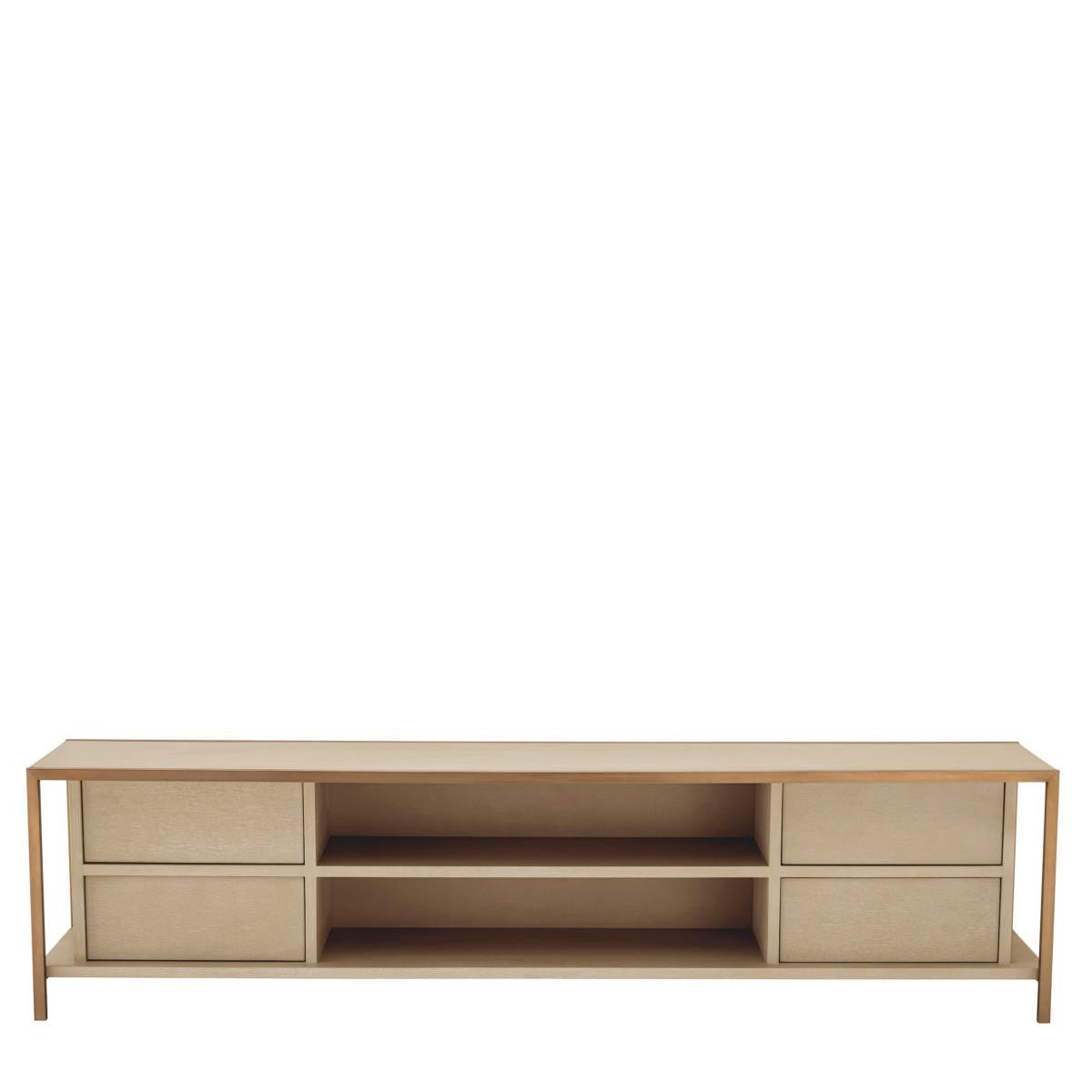 Eichholtz Wilmot Television Cabinet, Washed Oak, Brushed Brass, 86.61"W (115100 YV0J041XMM)