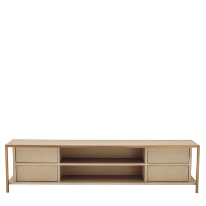Eichholtz Wilmot Television Cabinet, Washed Oak, Brushed Brass, 86.61"W (115100 YV0J041XMM)