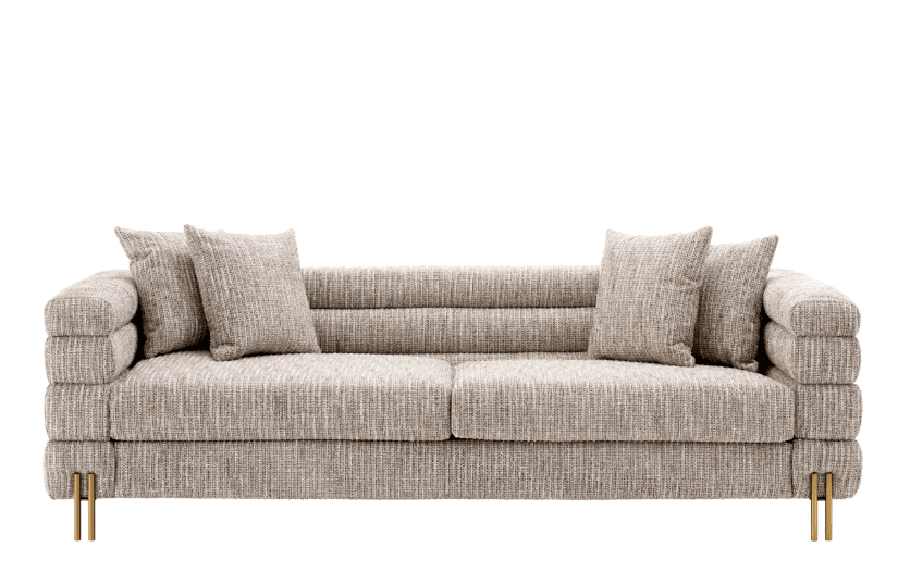 Eichholtz York Sofa, Mademoiselle Beige Fabric, Brushed Brass Legs, 90.55"W (A115310 YV0J041VQ8)