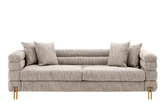 Eichholtz York Sofa, Mademoiselle Beige Fabric, Brushed Brass Legs, 90.55"W (A115310 YV0J041VQ8)