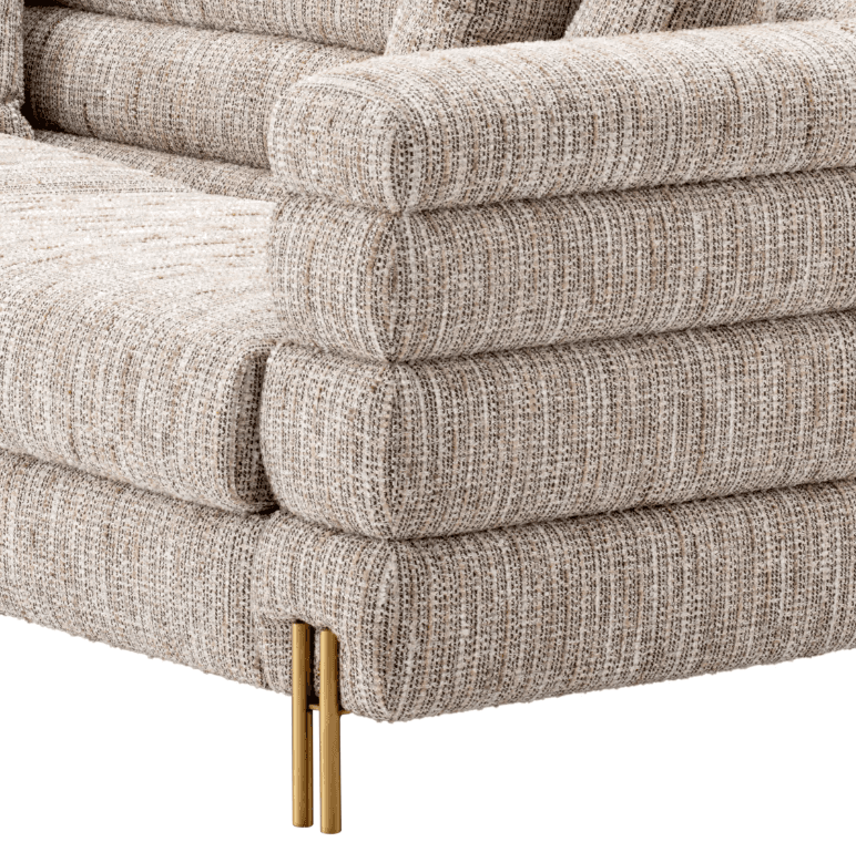 Eichholtz York Sofa, Mademoiselle Beige Fabric, Brushed Brass Legs, 90.55"W (A115310 YV0J041VQ8)