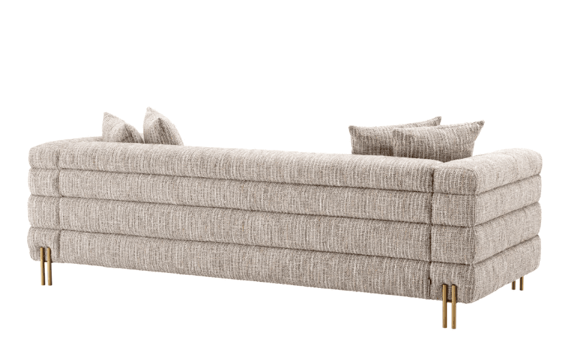 Eichholtz York Sofa, Mademoiselle Beige Fabric, Brushed Brass Legs, 90.55"W (A115310 YV0J041VQ8)