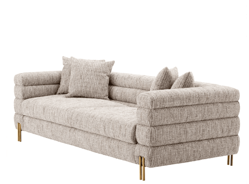 Eichholtz York Sofa, Mademoiselle Beige Fabric, Brushed Brass Legs, 90.55"W (A115310 YV0J041VQ8)
