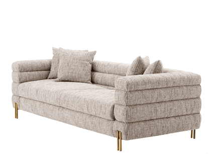 Eichholtz York Sofa, Mademoiselle Beige Fabric, Brushed Brass Legs, 90.55"W (A115310 YV0J041VQ8)