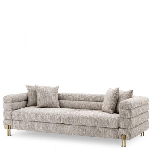 Eichholtz York Sofa, Mademoiselle Beige Fabric, Brushed Brass Legs, 90.55"W (A115310 YV0J041VQ8)