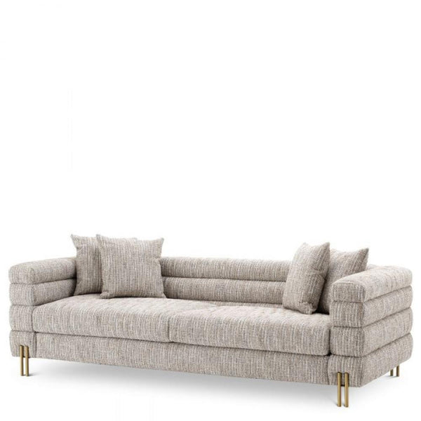 Eichholtz York Sofa, Mademoiselle Beige Fabric, Brushed Brass Legs, 90.55"W (A115310 YV0J041VQ8)