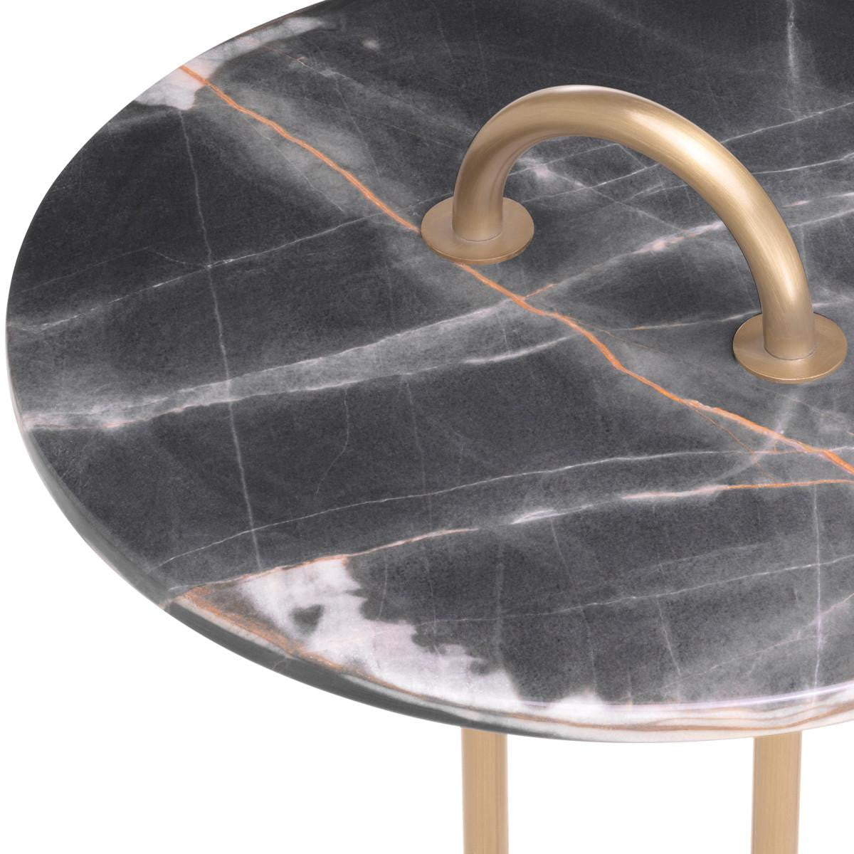 Eichholtz Zappa Side Table, Brushed Brass, Black, 22.83"H (117493 YV0J041VNQ)