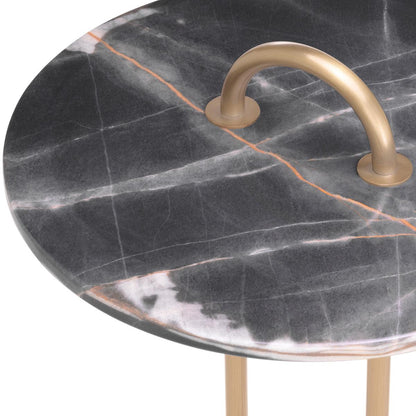 Eichholtz Zappa Side Table, Brushed Brass, Black, 22.83"H (117493 YV0J041VNQ)