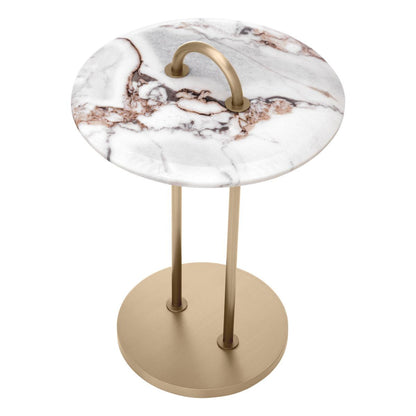 Eichholtz Zappa Side Table, Brushed Brass, White, 22.83"H (117492 YV0J041VNR)