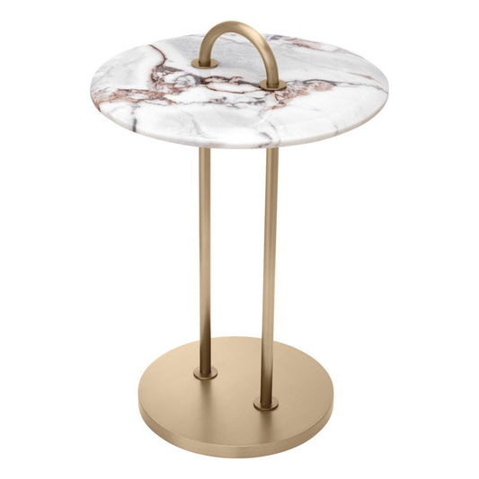 Eichholtz Zappa Side Table, Brushed Brass, White, 22.83"H (117492 YV0J041VNR)