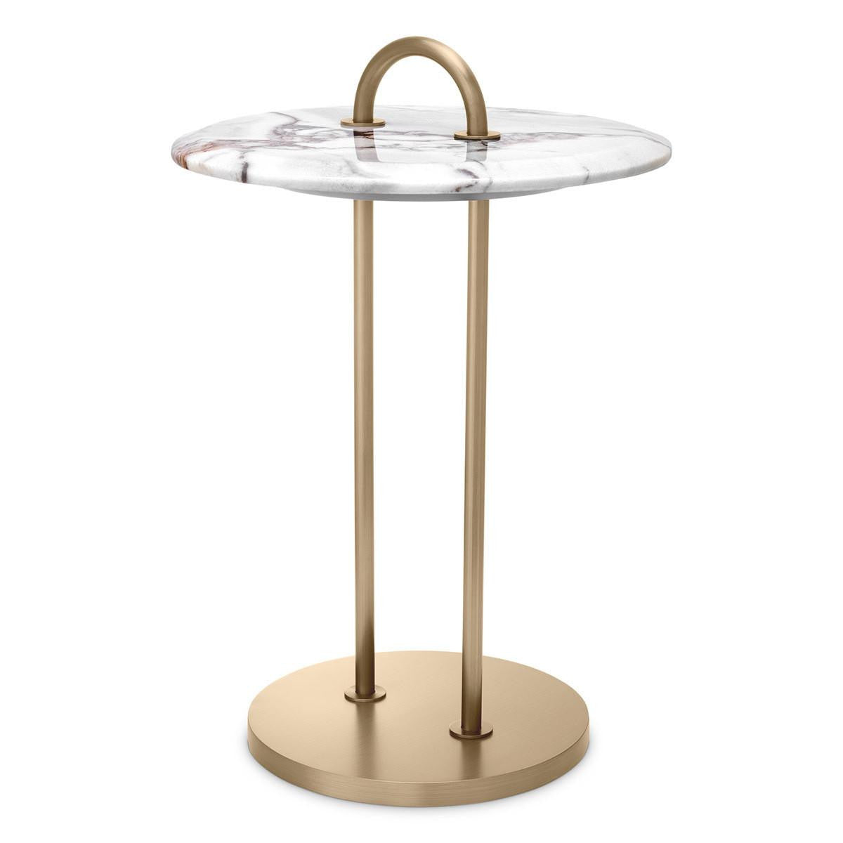 Eichholtz Zappa Side Table, Brushed Brass, White, 22.83"H (117492 YV0J041VNR)