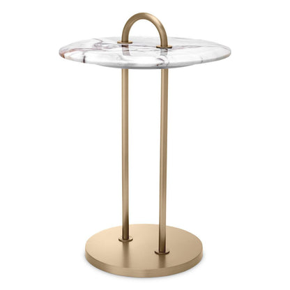 Eichholtz Zappa Side Table, Brushed Brass, White, 22.83"H (117492 YV0J041VNR)