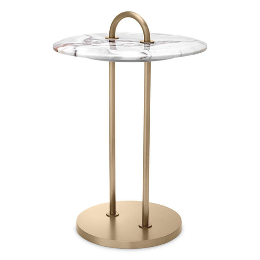 Eichholtz Zappa Side Table, Brushed Brass, White, 22.83"H (117492 YV0J041VNR)