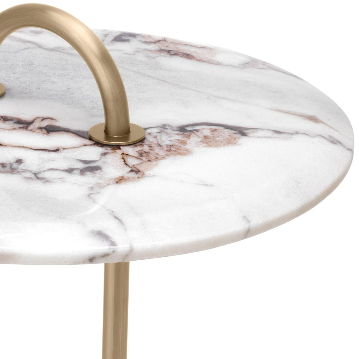 Eichholtz Zappa Side Table, Brushed Brass, White, 22.83"H (117492 YV0J041VNR)