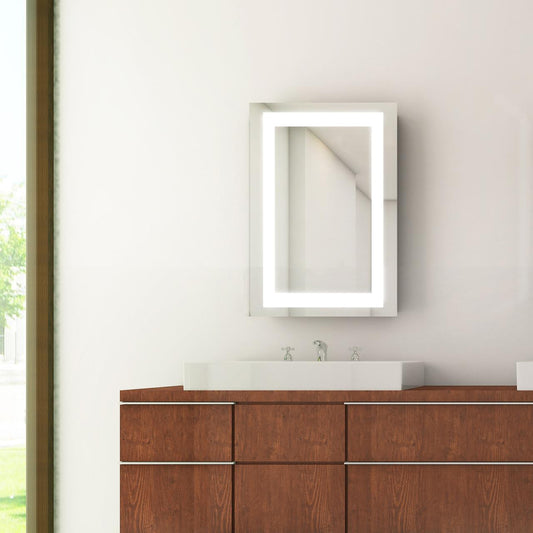 Electric Mirror Ambiance Mirrored Cabinet, Left Door Swing, Inte Clear, Matte Silver