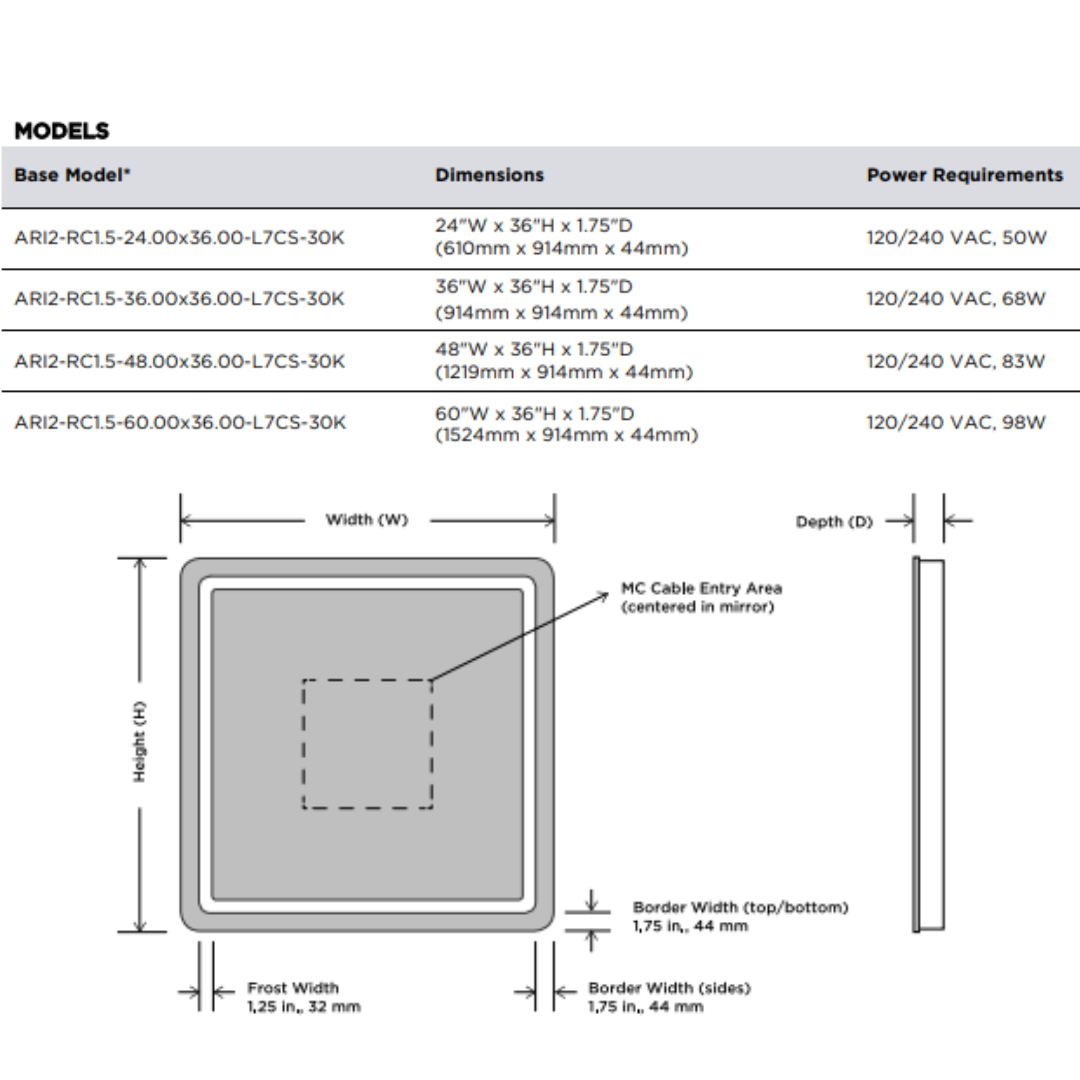 Electric Mirror Aria Lighted Mirror, Forward-Phase Dimming Techn Clear