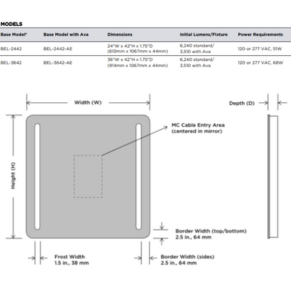 Electric Mirror Bela Lighted Mirror, Ava Technology, Integrated  Clear