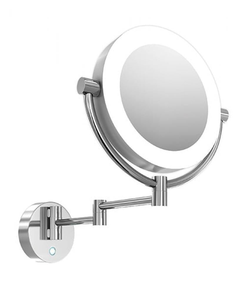 Electric Mirror Charm Lighted Makeup Mirror, Integrated LED, Clear, Polished Chrome, 7.91"H x 7.91"W  (MM-CHR-WM-CH YUU6011X4K)