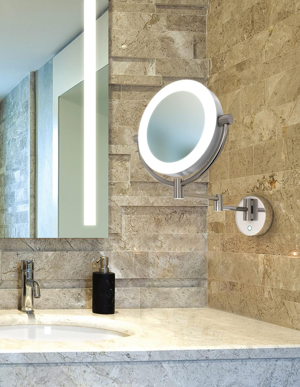 Electric Mirror Charm Lighted Makeup Mirror, Integrated LED, Cle Clear, Polished Chrome