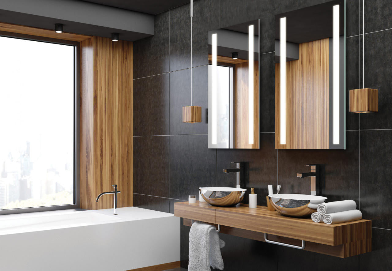 Electric Mirror Fusion Lighted Mirror, Forward-Phase Dimming Technology, Integrated LED, Clear, 28"H x 24"W x 1.75"D (FUS-2428 YUU6011Y1W)