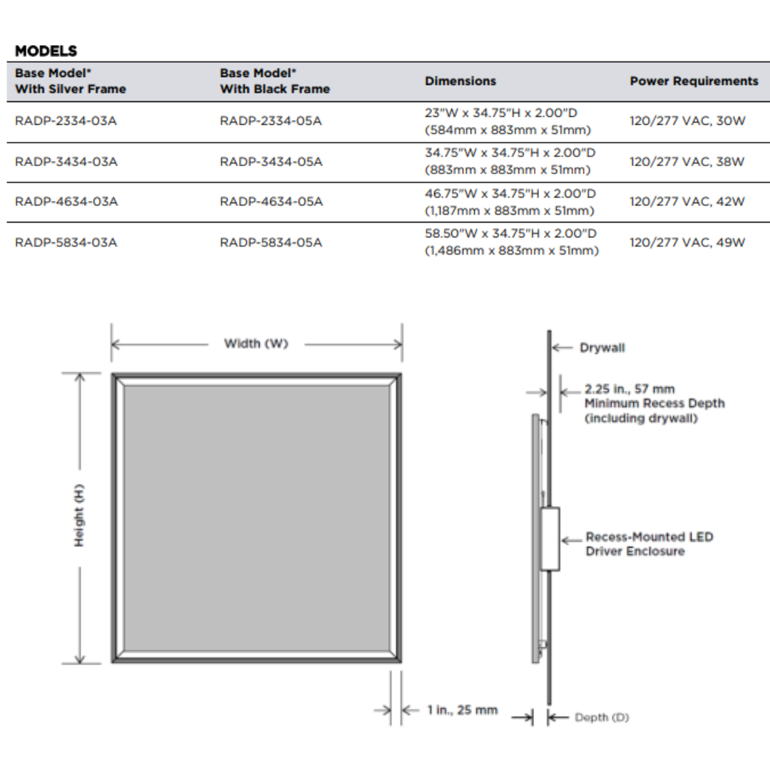Radiance Lighted Mirror, Integrated LED, Clear, Etched Chrome Frame, 36"H x 48"W x 2"D (RAD3-4836-CH04 YUU6011Y31)