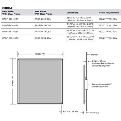 Radiance Lighted Mirror, Integrated LED, Clear, Etched Chrome Frame, 36"H x 48"W x 2"D (RAD3-4836-CH04 YUU6011Y31)