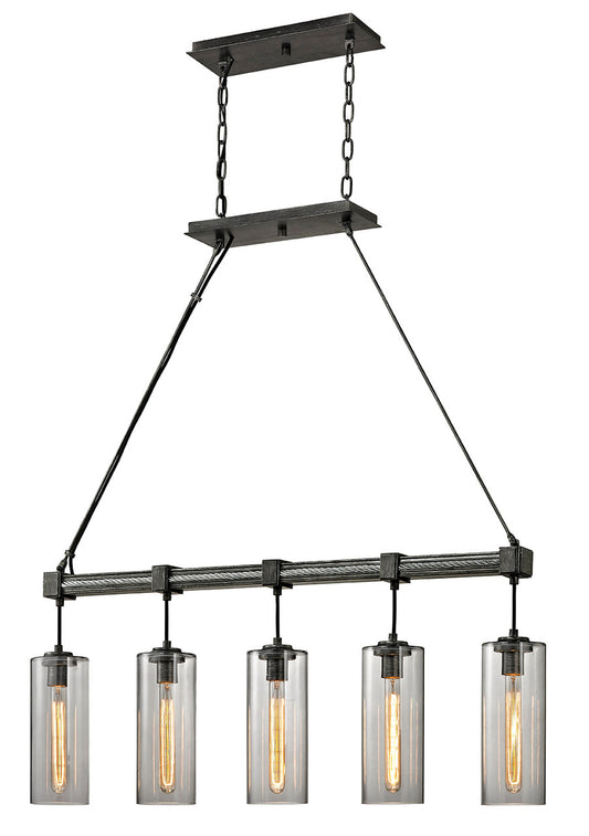 Troy Union Square Pendant Gray, Graphite 5"W x 44"H Gray, Graphite