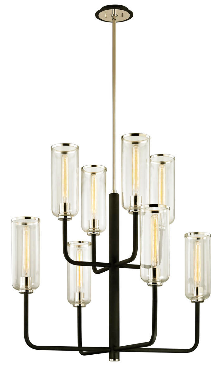 Troy Aeon Chandelier Textured Black / Polished Nickel