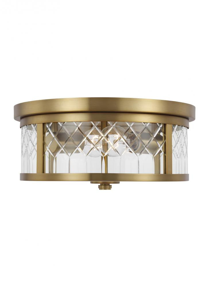 Visual Comfort Studio Alec 2 Light Flush Mount Burnished Brass