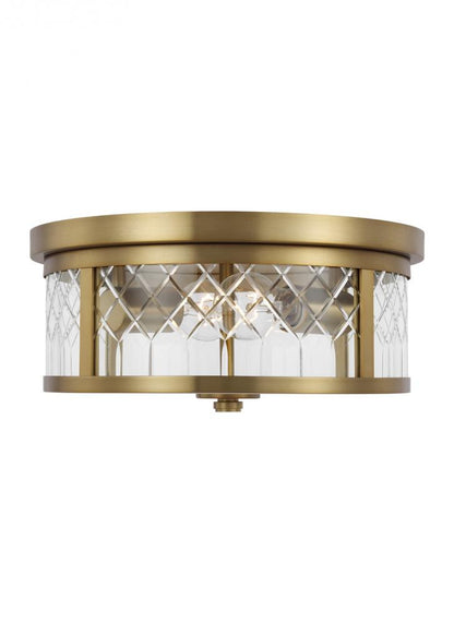 Visual Comfort Studio Alec 2 Light Flush Mount Burnished Brass