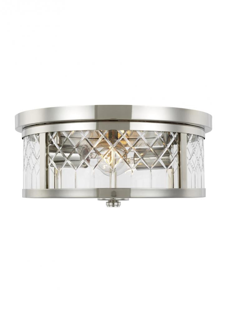 Visual Comfort Studio Alec 2 Light Flush Mount Polished Nickel