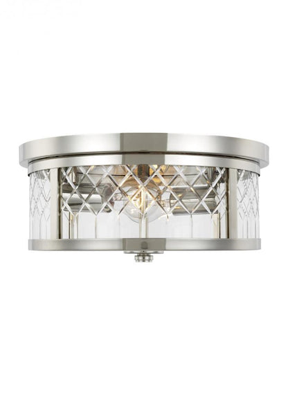 Visual Comfort Studio Alec 2 Light Flush Mount Polished Nickel