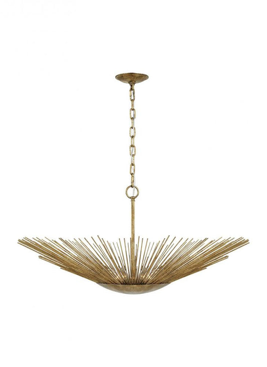 Visual Comfort Studio Helios 4 Light Wide Pendant Antique Gild