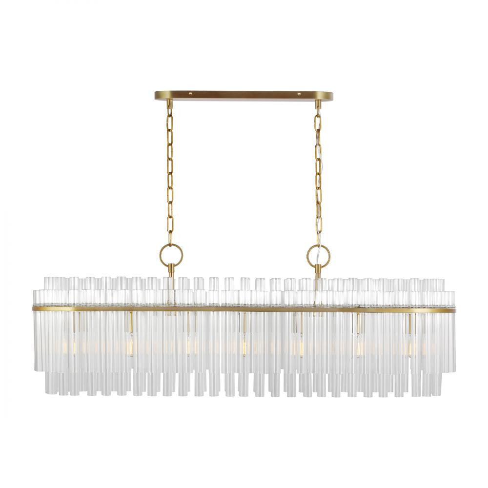 Visual Comfort Studio Beckett 7 Light Linear Chandelier Burnished Brass