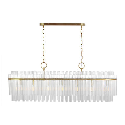 Visual Comfort Studio Beckett 7 Light Linear Chandelier Burnished Brass