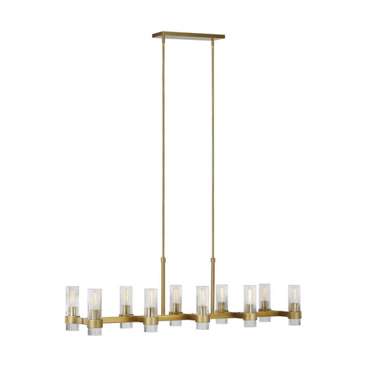 Visual Comfort Studio Geneva 10 Light Linear Chandelier Burnished Brass