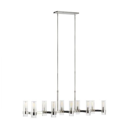 Visual Comfort Studio Geneva 10 Light Linear Chandelier Polished Nickel