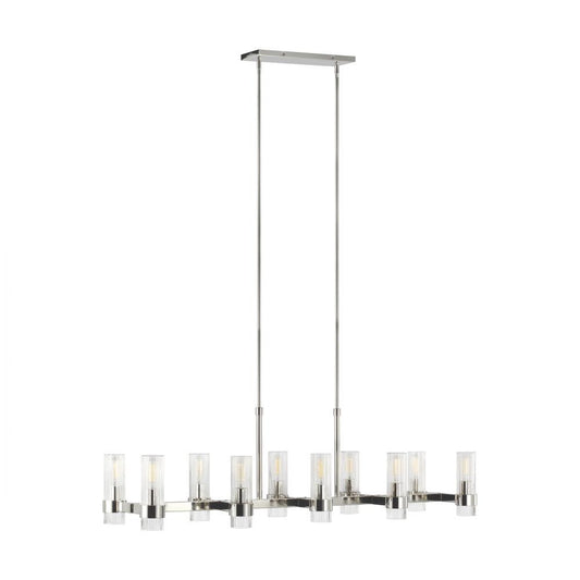 Visual Comfort Studio Geneva 10 Light Linear Chandelier Polished Nickel