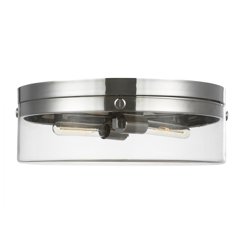 Visual Comfort Studio Garrett 2 Light Large Flush Mount Polished Nickel
