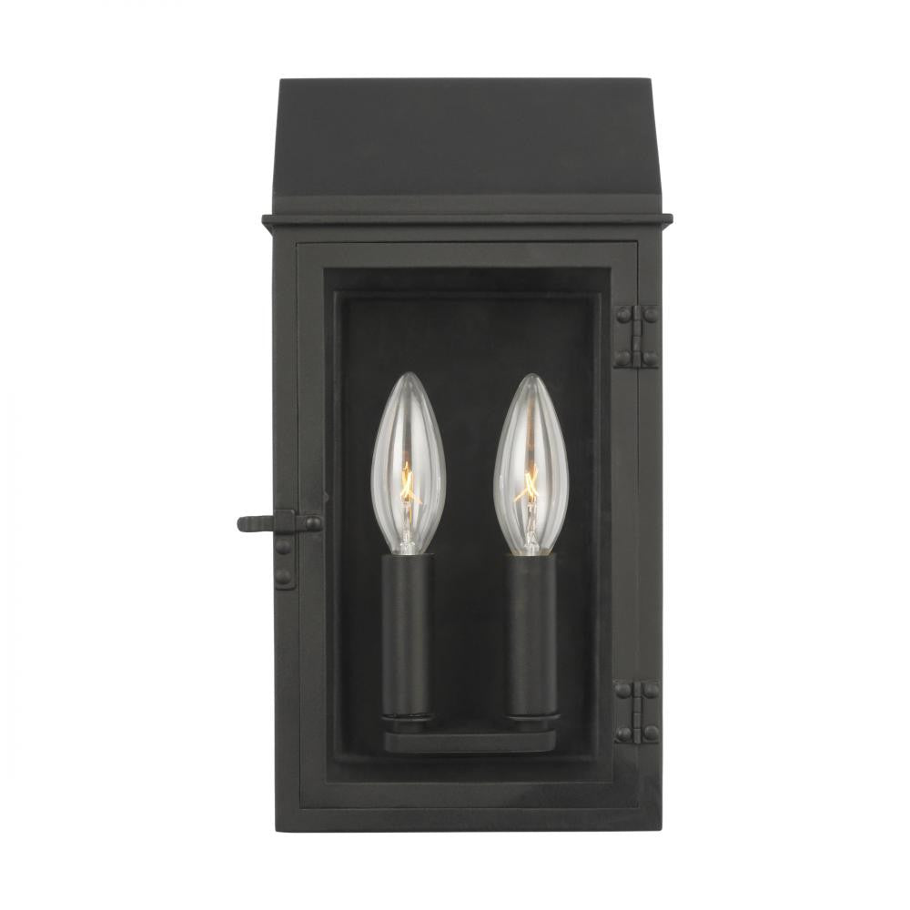 Visual Comfort Studio Hingham 2 Light Small Outdoor Wall Lantern Textured Black
