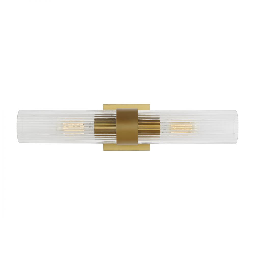 Visual Comfort Studio Geneva 2 Light Linear Wall Sconce Burnished Brass