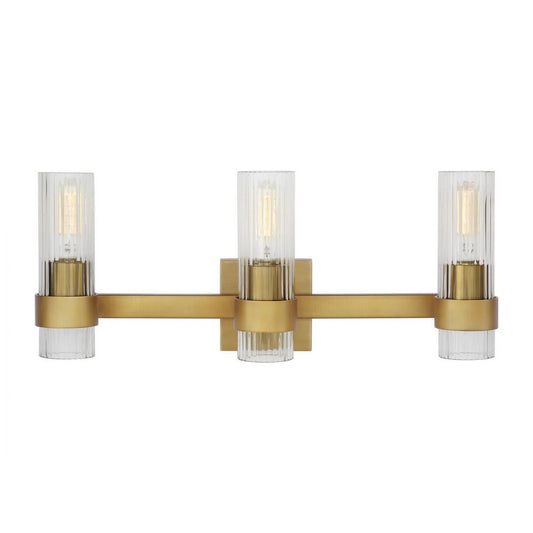 Visual Comfort Studio Geneva 3 Light Vanity Light Burnished Brass