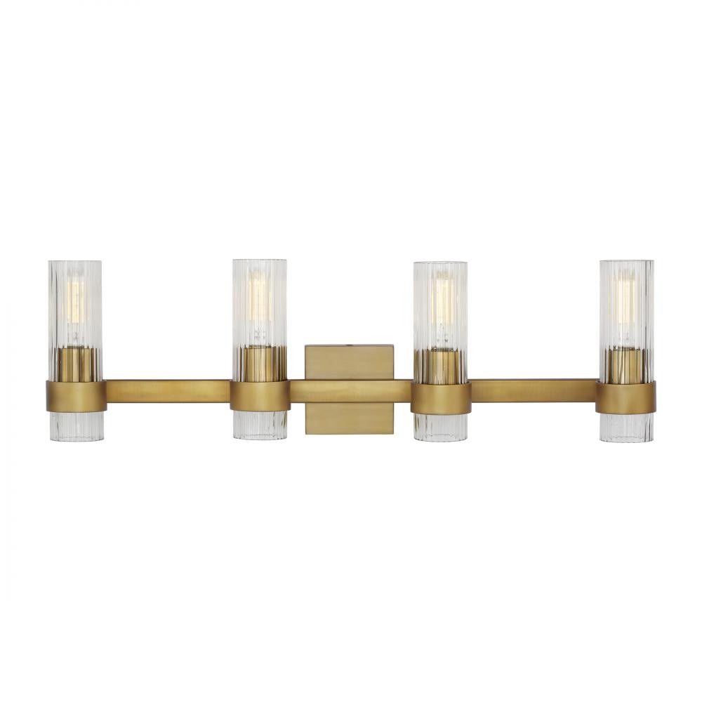 Visual Comfort Studio Geneva 4 Light Vanity Light Burnished Brass