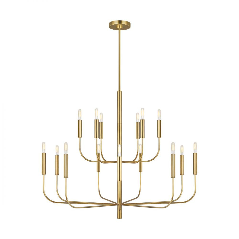 Visual Comfort Studio Brianna 15 Light Large Two-Tier Chandelier Burnished Brass